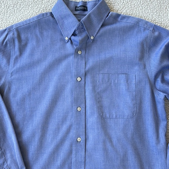 Saddlebred Men’s Blue Button Down Stain Resistant Dress Shirt, Size 15.5 / 32/33 - Picture 3 of 5